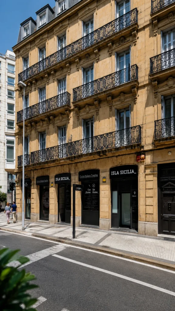 Fachada del restaurante Isla Sicilia en Donosti-San Sebastián