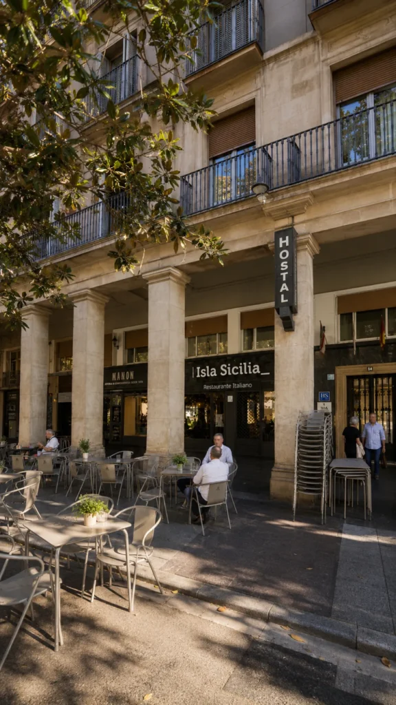 Fachada del restaurante Isla Sicilia en Zaragoza